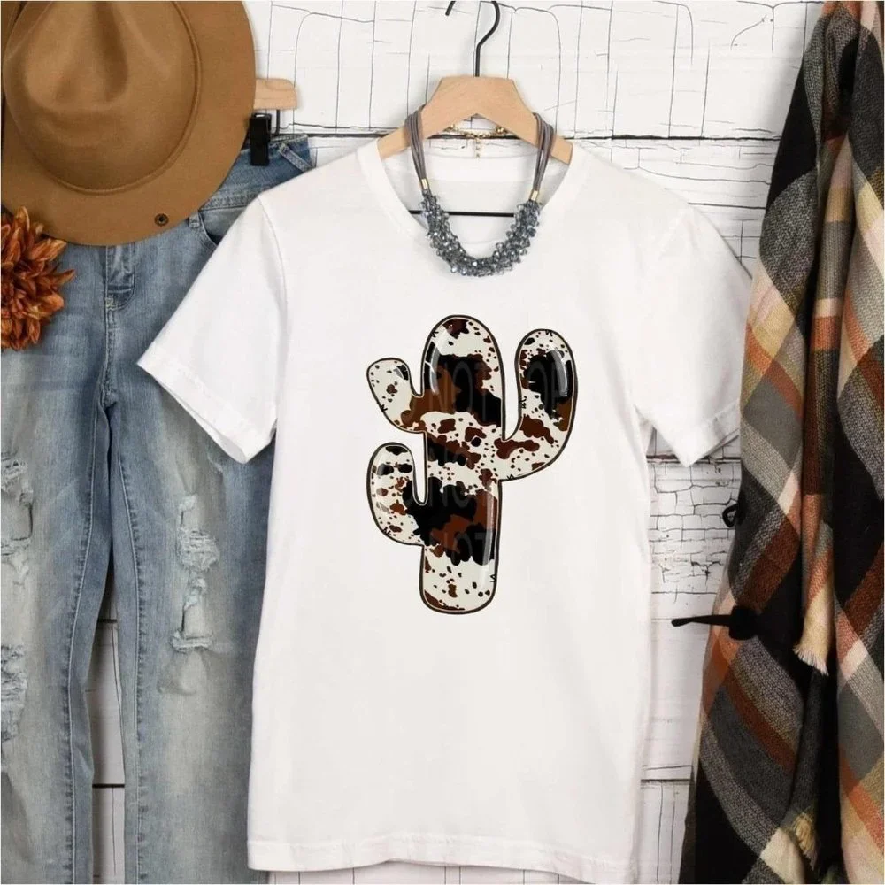 MOO MOO CACTUS Handmade Graphic Tee - Picture 1 of 2